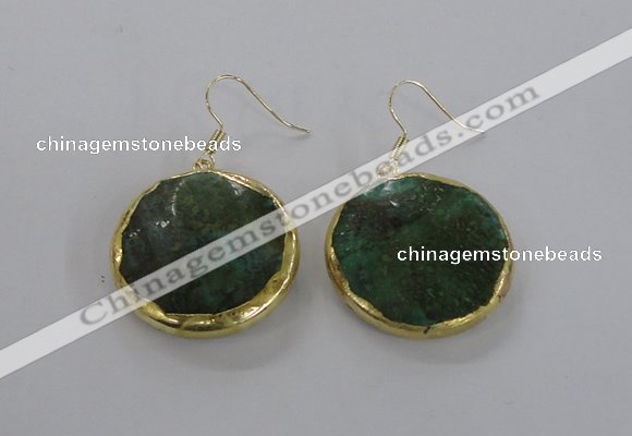 NGE59 30mm flat round agate gemstone earrings wholesale