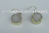 NGE68 15mm coin druzy agate gemstone earrings wholesale