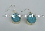 NGE69 15mm coin druzy agate gemstone earrings wholesale