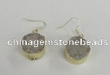 NGE70 18mm coin druzy agate gemstone earrings wholesale