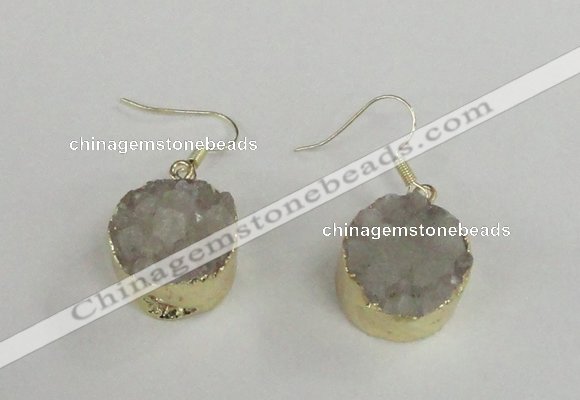 NGE70 18mm coin druzy agate gemstone earrings wholesale