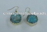 NGE71 18mm coin druzy agate gemstone earrings wholesale