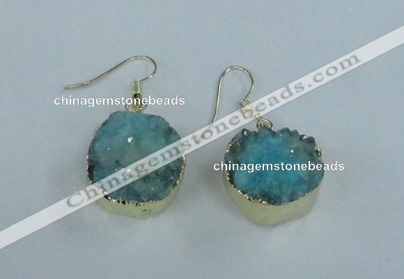 NGE71 18mm coin druzy agate gemstone earrings wholesale