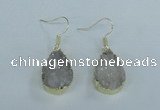 NGE73 13*18mm teardrop druzy agate gemstone earrings wholesale