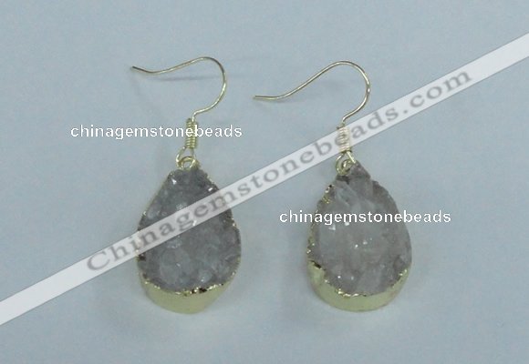 NGE73 13*18mm teardrop druzy agate gemstone earrings wholesale
