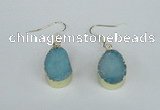 NGE74 13*18mm teardrop druzy agate gemstone earrings wholesale