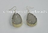 NGE76 20*30mm teardrop druzy agate gemstone earrings wholesale