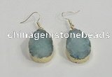 NGE77 20*30mm teardrop druzy agate gemstone earrings wholesale