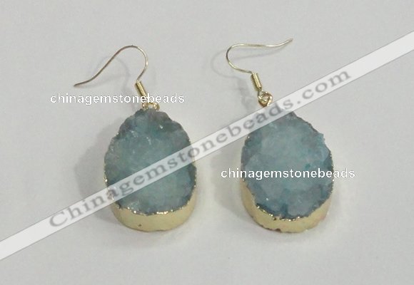 NGE77 20*30mm teardrop druzy agate gemstone earrings wholesale