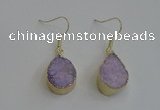 NGE81 13*18mm teardrop druzy agate gemstone earrings wholesale