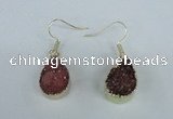 NGE82 13*18mm teardrop druzy agate gemstone earrings wholesale