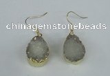 NGE85 15*20mm teardrop druzy agate gemstone earrings wholesale