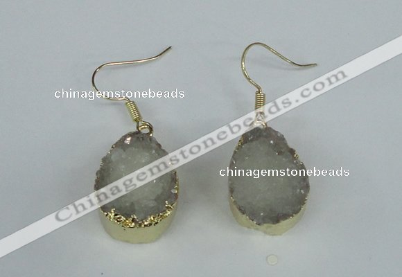 NGE85 15*20mm teardrop druzy agate gemstone earrings wholesale