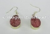 NGE86 15*20mm teardrop druzy agate gemstone earrings wholesale