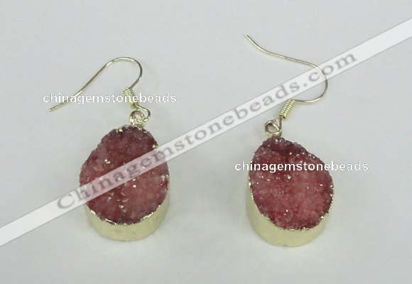 NGE86 15*20mm teardrop druzy agate gemstone earrings wholesale