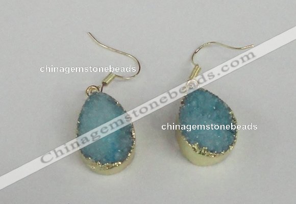 NGE87 15*20mm teardrop druzy agate gemstone earrings wholesale