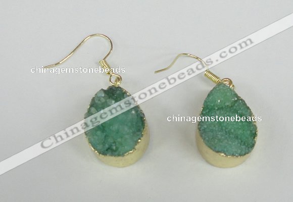 NGE88 15*20mm teardrop druzy agate gemstone earrings wholesale