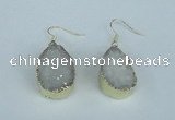 NGE90 18*25mm teardrop druzy agate gemstone earrings wholesale