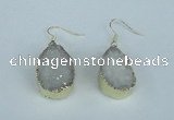 NGE90 18*25mm teardrop druzy agate gemstone earrings wholesale