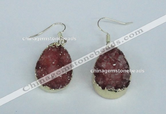 NGE91 18*25mm teardrop druzy agate gemstone earrings wholesale