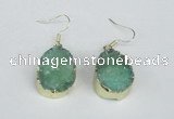 NGE93 18*25mm teardrop druzy agate gemstone earrings wholesale