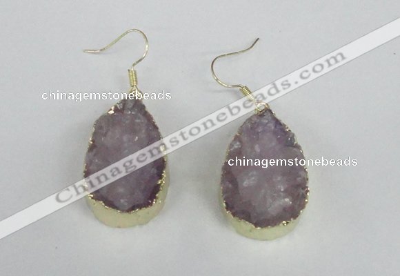 NGE95 20*30mm teardrop druzy agate gemstone earrings wholesale