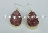 NGE96 20*30mm teardrop druzy agate gemstone earrings wholesale