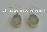 NGE98 15*20mm oval druzy agate gemstone earrings wholesale