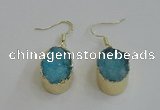 NGE99 15*20mm oval druzy agate gemstone earrings wholesale