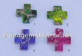 NGP01 5PCS 35*35mm cross dyed imperial jasper pendants wholesale