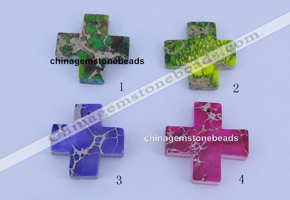 NGP01 5PCS 35*35mm cross dyed imperial jasper pendants wholesale