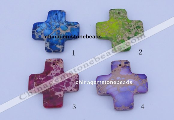 NGP02 5PCS 45*45mm cross dyed imperial jasper pendants wholesale