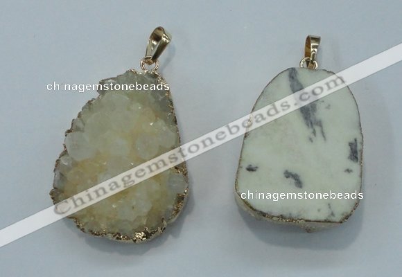 NGP1023 25*35mm - 35*45mm freeform druzy agate beads pendant