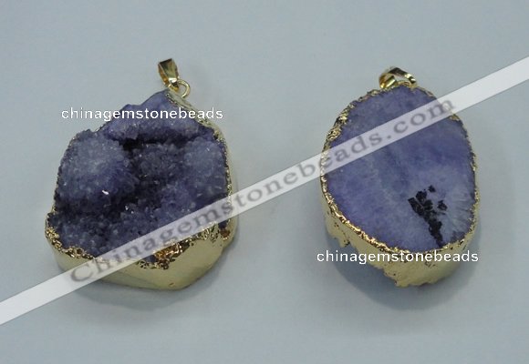 NGP1029 25*35mm - 35*45mm freeform druzy agate beads pendant