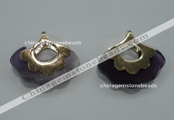 NGP1071 8*25*28mm amethyst gemstone pendants with brass setting