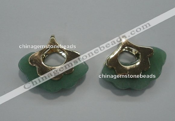 NGP1072 8*25*28mm gree aventurine pendants with brass setting