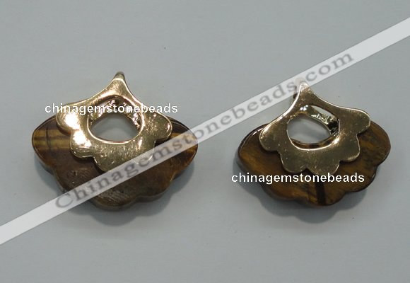 NGP1073 8*25*28mm yellow tiger eye pendants with brass setting
