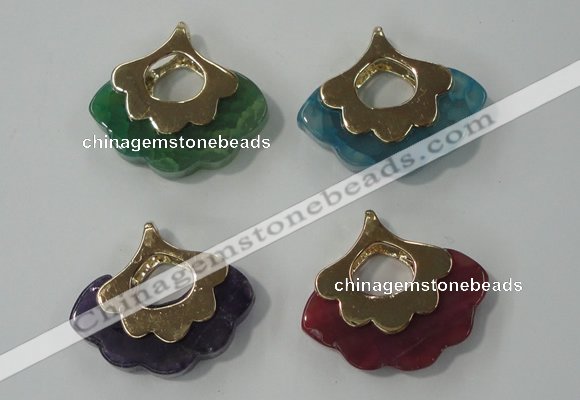 NGP1074 8*25*28mm agate gemstone pendants with brass setting