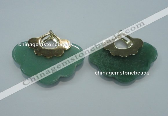 NGP1078 8*40*50mm gree aventurine pendants with brass setting