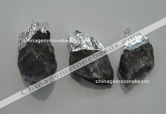 NGP1087 20*30mm - 25*50mm nuggets amethyst gemstone pendants