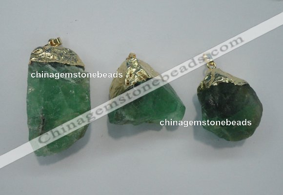 NGP1088 20*30mm - 25*50mm nuggets green fluorite pendants