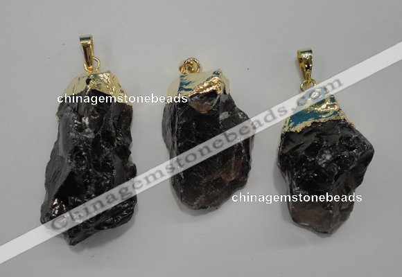 NGP1089 20*30mm - 25*50mm nuggets smoky quartz pendants