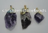 NGP1090 20*30mm - 25*50mm nuggets amethyst gemstone pendants