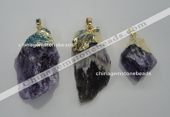 NGP1090 20*30mm - 25*50mm nuggets amethyst gemstone pendants