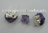 NGP1092 18*25mm - 25*40mm faceted nuggets amethyst pendants