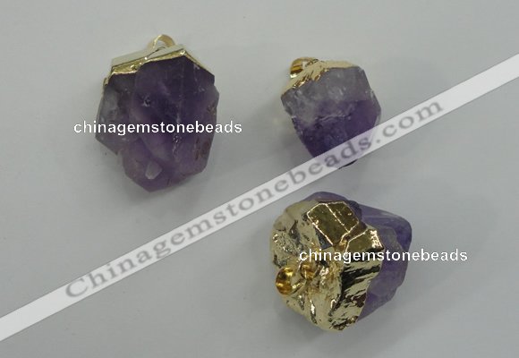 NGP1093 18*25mm - 25*40mm faceted nuggets amethyst pendants