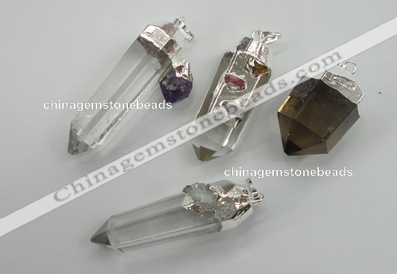 NGP1094 18*40mm - 15*55mm faceted nuggets mixed quartz pendants