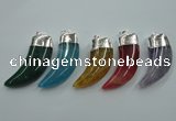 NGP1095 20*50mm oxhorn druzy agate pendants with brass setting