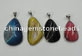 NGP1098 25*30 - 30*45mm freeform druzy agate pendants with brass setting