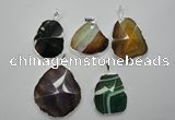 NGP1101 25*35 - 40*50mm freeform druzy agate pendants with brass setting